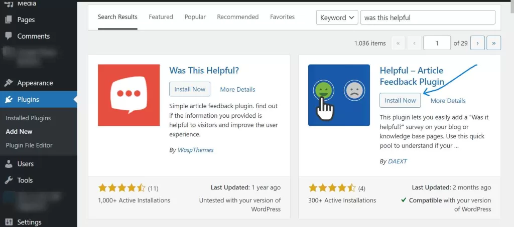 Install & Activate the "Was this Helpful" Plugin