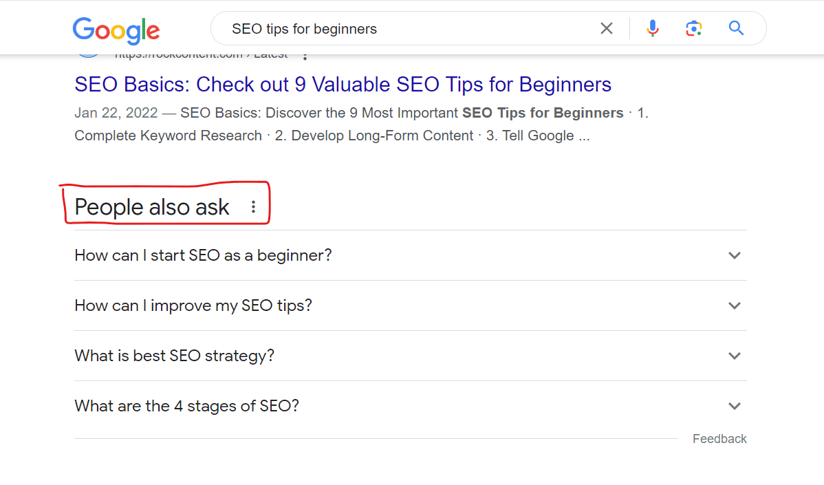 Semantic SEO tips 7: Optimize for "People Also Ask" Questions: 