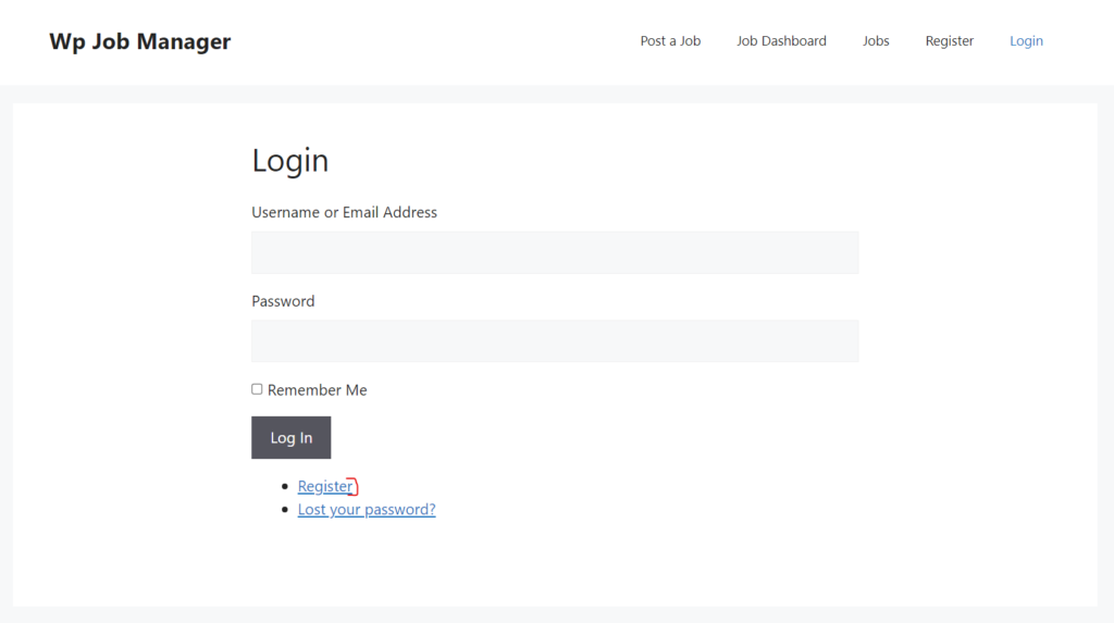 Registration/Login Page