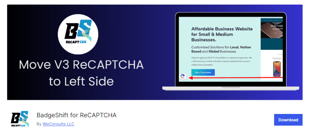 Badgeshift for recaptcha plugin's banner