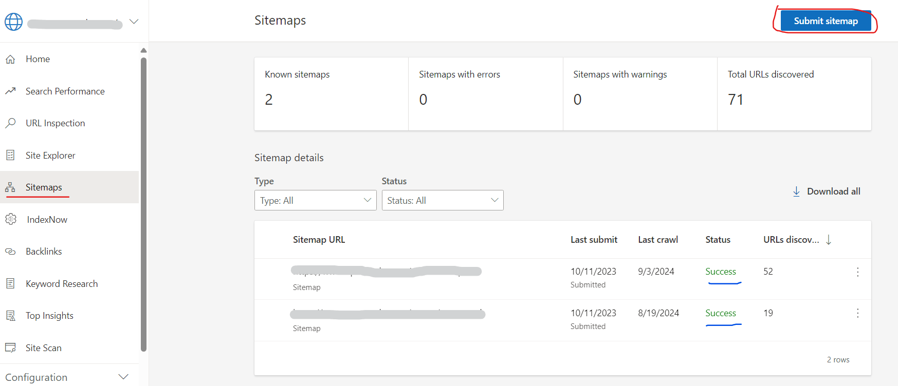 Submit Your Sitemap to bing webmaster tool